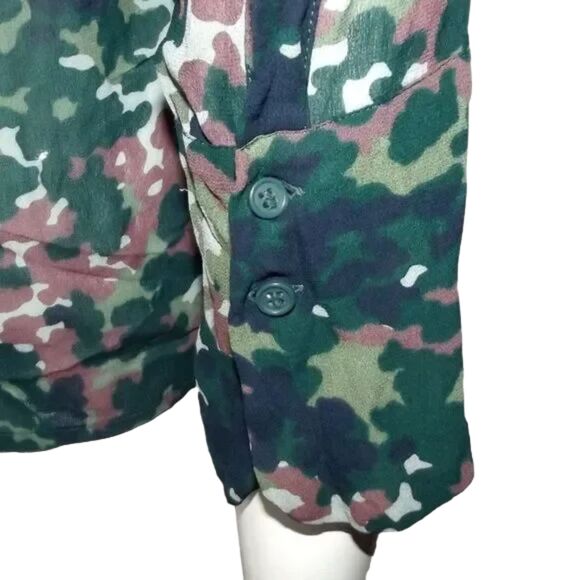 SAMSOE SAMSOE Blouse, M, Elm shirt, Camo, Buttons, 3/4 sleeves, Green/Purple - Picture 4 of 13